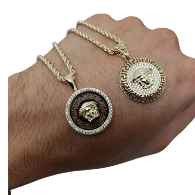 10k Gold Cable Chain + medusa Medallion in 10k Gold - mab-505 10k Gold Cable Chain + medusa Medallion in 10k Gold - mab-505