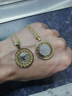 10k Gold Cable Chain + medusa Medallion in 10k Gold LA527-3 10k Gold Cable Chain + medusa Medallion in 10k Gold LA527-3