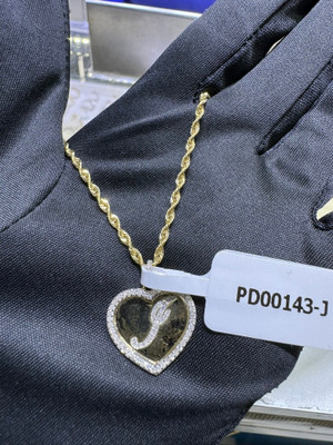 J Letter Heart Shape Diamond Pendent 0.26ct 10k Gold - PD00143-J J Letter Heart Shape Diamond Pendent 0.26ct 10k Gold - PD00143-J