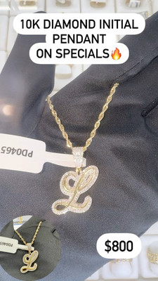 L Letter Diamond Pendent 0.53ct 10k Gold - PD0465 L Letter Diamond Pendent 0.53ct 10k Gold - PD0465