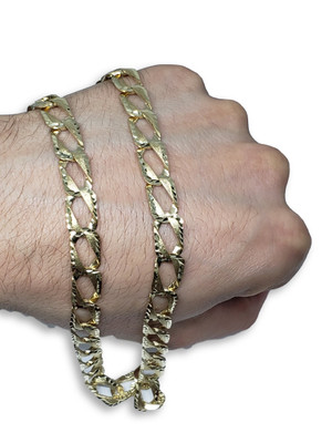 8.5MM 10k Yellow Diamond Cut Gourmette Gold Chain GC-MAB-010-2 8.5MM 10k Yellow Diamond Cut Gourmette Gold Chain GC-MAB-010-2