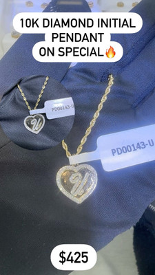 U Letter Heart Shape Diamond Pendent 0.28ct 10k Gold - PD00143-U U Letter Heart Shape Diamond Pendent 0.28ct 10k Gold - PD00143-U