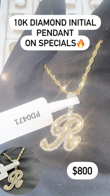 R Letter Diamond Pendent 0.63ct 10k Gold - PD0471 R Letter Diamond Pendent 0.63ct 10k Gold - PD0471