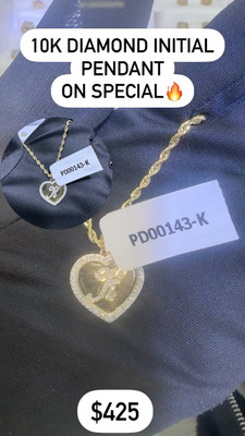 K Letter Heart Shape Diamond Pendent 0.27ct 10k Gold - PD00143-K K Letter Heart Shape Diamond Pendent 0.27ct 10k Gold - PD00143-K