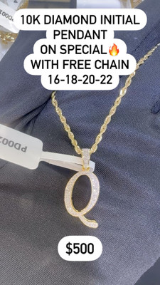 Q Letter Diamond Pendent 0.15ct 10k Gold - PD0026 Q Letter Diamond Pendent 0.15ct 10k Gold - PD0026