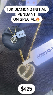 I Letter Heart Shape Diamond Pendent 0.26ct 10k Gold - PD00143-I I Letter Heart Shape Diamond Pendent 0.26ct 10k Gold - PD00143-I