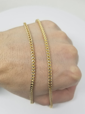 3MM 10k Yellow Gold Diamond Cut Franco Chain - FC004-1 3MM 10k Yellow Gold Diamond Cut Franco Chain - FC004-1
