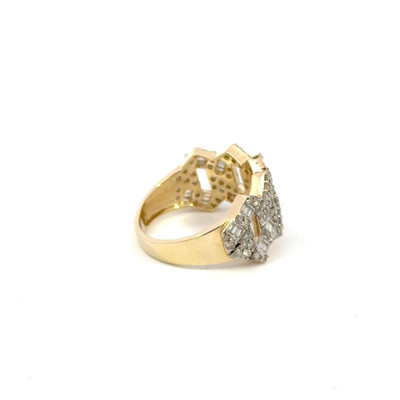 10K GOLD DIAMOND CUBAN RING JAGGED EDGE 1.60CT - MGR2086 10K GOLD DIAMOND CUBAN RING JAGGED EDGE 1.60CT - MGR2086