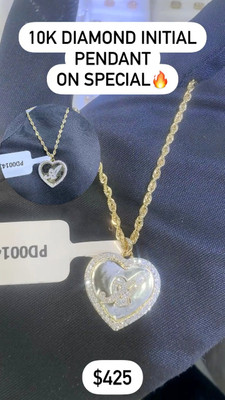 A Letter Heart Shape Diamond Pendent 0.28ct 10k Gold - PD00143-A A Letter Heart Shape Diamond Pendent 0.28ct 10k Gold - PD00143-A