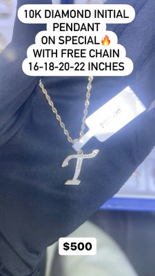 T Letter Diamond Pendent 0.10ct 10k Gold - PD0020 T Letter Diamond Pendent 0.10ct 10k Gold - PD0020