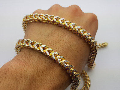 7MM 10k Yellow Gold Diamond Cut Franco Chain - FC013-1-5 7MM 10k Yellow Gold Diamond Cut Franco Chain - FC013-1-5
