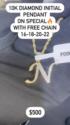 N Letter Diamond Pendent 0.13ct 10k Gold - PD0031 N Letter Diamond Pendent 0.13ct 10k Gold - PD0031
