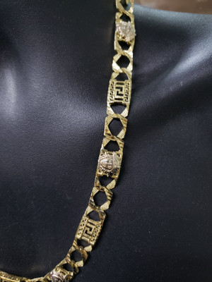 13mm 10k Greek Design Yellow Gold Old School chain-2 13mm 10k Greek Design Yellow Gold Old School chain-2