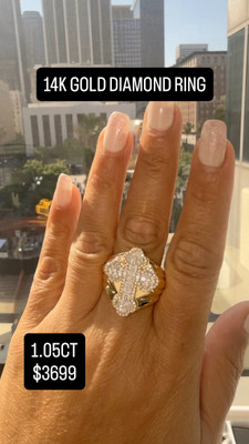14K GOLD CROSS DIAMOND RING. 14K GOLD CROSS DIAMOND RING.