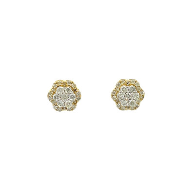 10k Gold 0.58CT Diamond Circle Earrings - GCLA Earrings Diamond Flower 015