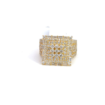 Men's VS Diamond Square Yellow Gold Ring w/ Baguette and Round Diamonds - GCLA Mens Rings 0044-2 Men's VS Diamond Square Yellow Gold Ring w/ Baguette and Round Diamonds - GCLA Mens Rings 0044-2
