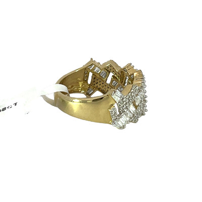 Cuban Link Diamond Ring 10k Gold Baguette & Round Diamonds - GCLA Mens Ring 0015-7 Cuban Link Diamond Ring 10k Gold Baguette & Round Diamonds - GCLA Mens Ring 0015-7