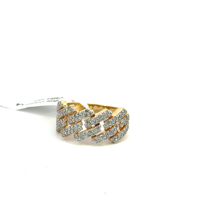 14K GOLD DIAMOND CUBAN RING JAGGED EDGE 1CT - CMRR4022.-1 14K GOLD DIAMOND CUBAN RING JAGGED EDGE 1CT - CMRR4022.-1