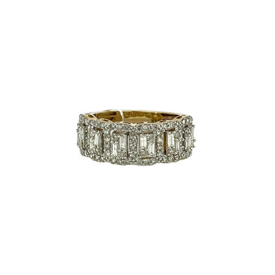 Diamond Ring 14k Gold with Baguette and Round Diamonds - CMRBR 982-2 Diamond Ring 14k Gold with Baguette and Round Diamonds - CMRBR 982-2