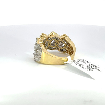 Miami Cuban Link Diamond Yellow Gold Ring w/ Round & Baguette Diamonds - SR 15473-3 Miami Cuban Link Diamond Yellow Gold Ring w/ Round & Baguette Diamonds - SR 15473-3