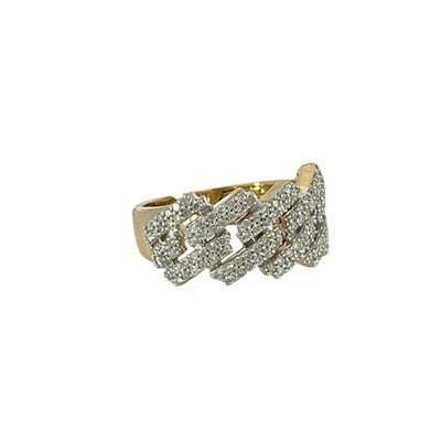 Cuban Link Diamond Ring 14k Yellow Gold with Round Diamonds - CMRR 4022A-1 Cuban Link Diamond Ring 14k Yellow Gold with Round Diamonds - CMRR 4022A-1