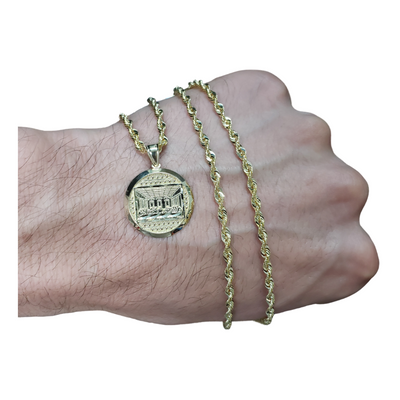 Rope Chain Laser cut 10k + Last Supper Gold Pendant 10 karat LA509 Rope Chain Laser cut 10k + Last Supper Gold Pendant 10 karat LA509
