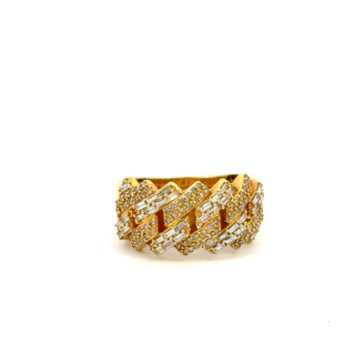 10K GOLD DIAMOND CUBAN RING JAGGED EDGE 2CT - MGR2084-1 10K GOLD DIAMOND CUBAN RING JAGGED EDGE 2CT - MGR2084-1