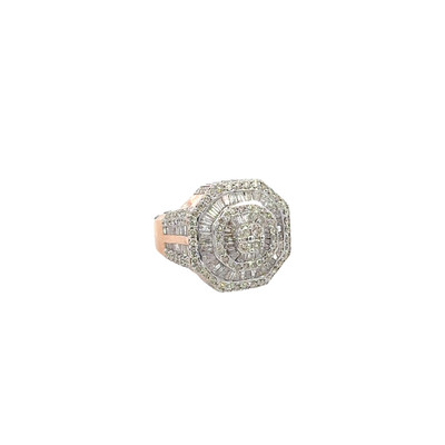 Rose Gold Round and Baguette Diamond Ring 10KT 4.15 CT - CMRBR0408-R-1 Rose Gold Round and Baguette Diamond Ring 10KT 4.15 CT - CMRBR0408-R-1