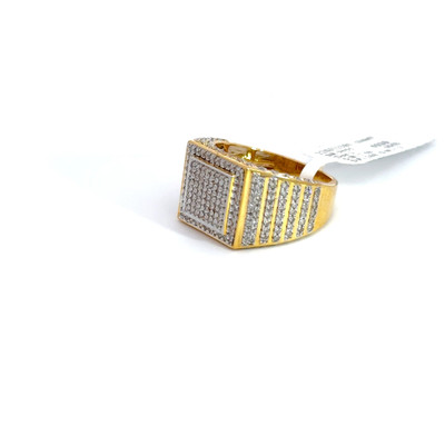 Men's Square Diamond Ring Yellow Gold w/ Round Diamonds - GCLA Mens Rings 0049
