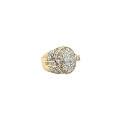 Gold Oval Ring with Round and Baguette Diamonds 14KT 4.42 CT - CMRBR0498-1 Gold Oval Ring with Round and Baguette Diamonds 14KT 4.42 CT - CMRBR0498-1