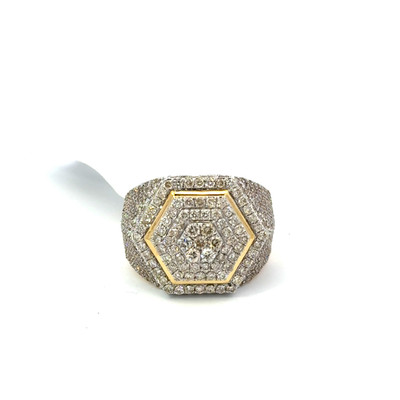 10K GOLD DIAMOND HEXAGON MEN'S RING 2.37CT - 22SJ12385.-1 10K GOLD DIAMOND HEXAGON MEN'S RING 2.37CT - 22SJ12385.-1