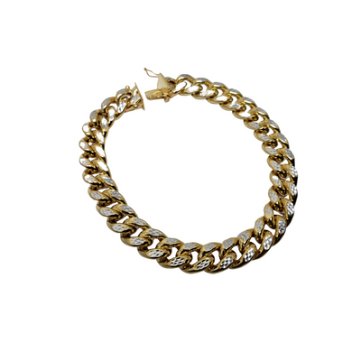 10.7mm Two Tone Diamond Cut Miami Cuban Link 10K Yellow Gold Bracelet BMC008-2 10.7mm Two Tone Diamond Cut Miami Cuban Link 10K Yellow Gold Bracelet BMC008-2