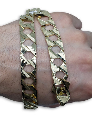 12mm Curb Reversible Bracelet 10k Gold CCC-001-7 12mm Curb Reversible Bracelet 10k Gold CCC-001-7