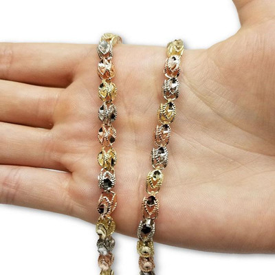 4.6MM 10k Turkish Diamond Cut Gourmette Gold Chain MGC-063-4 4.6MM 10k Turkish Diamond Cut Gourmette Gold Chain MGC-063-4
