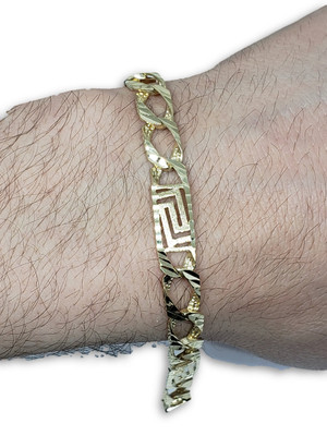 8mm Diamond Cut Medusa Bracelet 10k Gold MMM-008-7 8mm Diamond Cut Medusa Bracelet 10k Gold MMM-008-7
