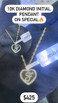 F Letter Heart Shape Diamond Pendent 0.28ct 10k Gold - PD00143-F