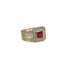 Men's Ruby Diamond Square Ring Yellow Gold - GCLA Mens Rings 0030