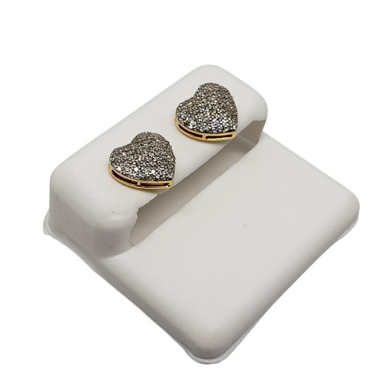 0.55ct Big Heart Diamonds Earrings  10k Yellow Gold Se9973