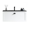 Weir Wall Vanity with Matte Black Classic Top 750mm - Moonlight White