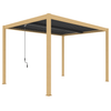 Louvre Roof Pergola 3m x 4m Aluminium Freestanding - Timber Grain & Dark Grey