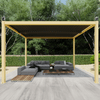 Louvre Roof Pergola 3m x 4m Aluminium Freestanding - Timber Grain & Dark Grey