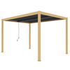 Louvre Roof Pergola 3m x 4m Aluminium Freestanding - Timber Grain & Dark Grey