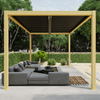 Louvre Roof Pergola 3m x 4m Aluminium Freestanding - Timber Grain & Dark Grey