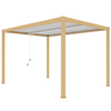 Louvre Roof Pergola 3m x 4m Aluminium Freestanding - Timber Grain & White