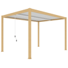 Louvre Roof Pergola 3m x 4m Aluminium Freestanding - Timber Grain & White
