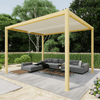 Louvre Roof Pergola 3m x 4m Aluminium Freestanding - Timber Grain & White