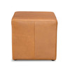 Square Tan Leather Ottoman