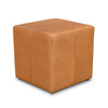 Square Tan Leather Ottoman