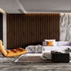 Acoustic Wide and Narrow Slat Wall Panels 3.24m² Cherry Wood 2x Panels - W 600mm x H 2700mm