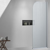 Fluted Curved Shower Screen 800 x 2000mm Chrome - RHS